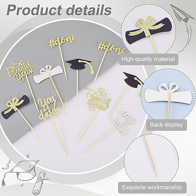10Pcs Graduation Theme Paper Cake Insert Card Decoration AJEW-WH0270-500A-1
