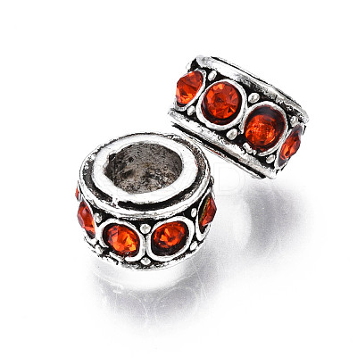 Alloy Rhinestone European Beads MPDL-Q212-001G-RS-1