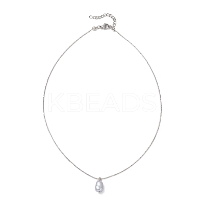Natural Cultured Freshwater Pearl Rice Pendant 304 Stainless Steel Satellite Chain Necklaces for Women NJEW-JN05831-1