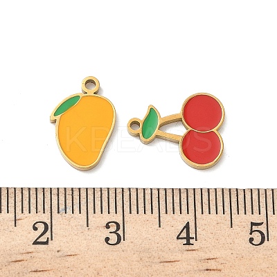 201 Stainless Steel Enamel Charms STAS-C138-03G-1