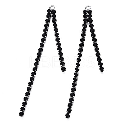 Rack Plated Brass Pave Rhinestone Chain Tassel Shape Big Pendants KK-N216-418-02P-1