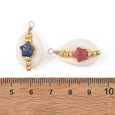 Natural Shell & Gemstone Pendants PALLOY-JF05916-01-1