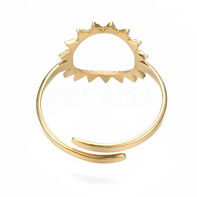 304 Stainless Steel Sun Open Cuff Ring RJEW-T023-84G-1