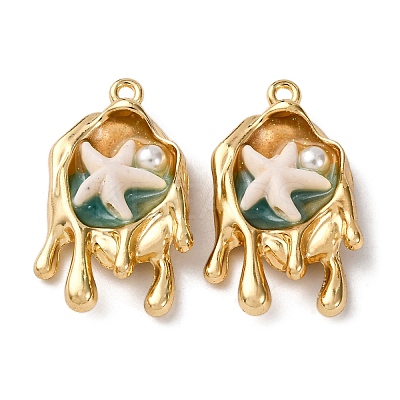 Light Gold Tone Alloy Enamel Pendants ENAM-B028-28KCG-1