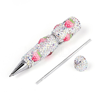 Resin & Polymer Clay Pave Rhinestone Ball-Point Pen AJEW-T013-04G-1