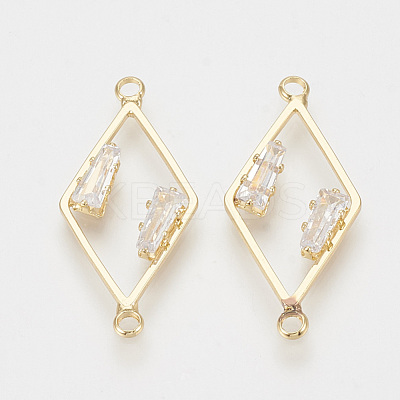Brass Cubic Zirconia Links X-KK-T027-42G-1