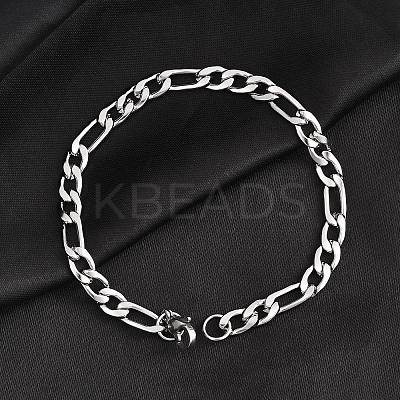 Tarnish Resistant Trendy Women's 304 Stainless Steel Figaro Chain Bracelets STAS-A028-B017P-1