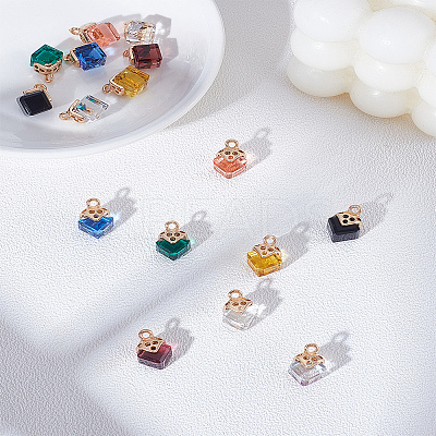 16Pcs 8 Colors Glass Pendants GLAA-LP0001-15-1
