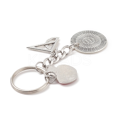 Red Apple Triangular Ruler Alloy Charm Keychain KEYC-TA00002-1