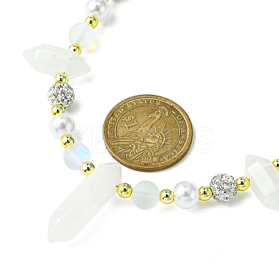Natural Quartz Crystal Bullet & Synthetic Moonstone Beaded Necklaces NJEW-JN04406-02-1