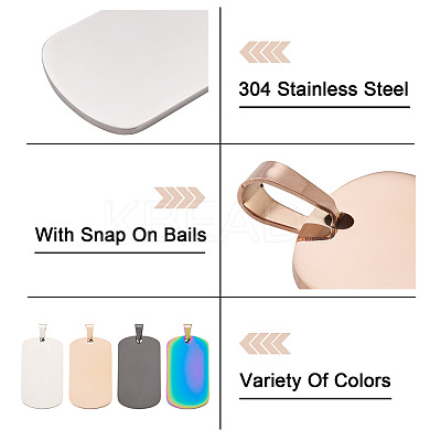 16pcs 4 Colors 304 Stainless Steel Pendants STAS-CW0001-09-1