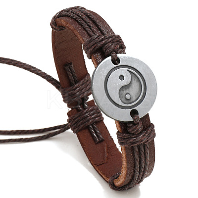 Adjustable Cowhide Cord Bracelets for Men BJEW-PW0001-01B-1