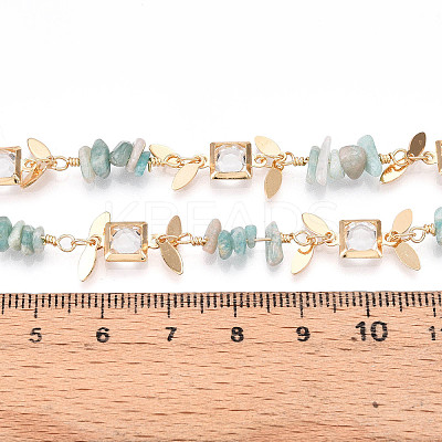 Handmade Brass Glass Square Link Chains CHC-F019-10G-01-1