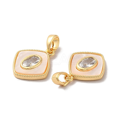 Brass Cubic Zirconia Pendants KK-M243-38G-1
