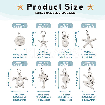 32pcs 8 Style Rack Plating Alloy Pendants FIND-EL0001-04-1