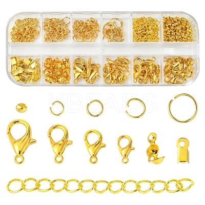 DIY 304 Stainless Steel Open Jump Rings & Alloy Lobster Claw Clasps & Folding Crimp Ends Jewelry Making Findings Kits DIY-FS0008-14-1