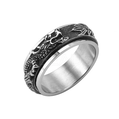 Dragon Stainless Steel Rotating Finger Ring PW-WG19507-03-1