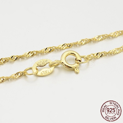 925 Sterling Silver Singapore Chain Necklaces X-STER-M086-04B-G-1