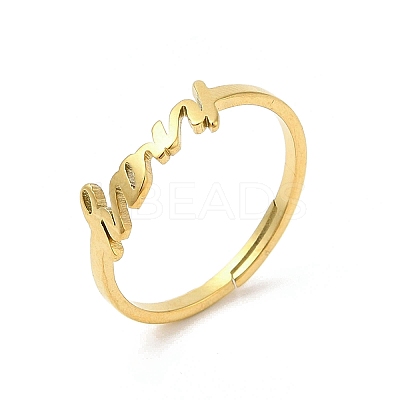Ion Plating(IP) 304 Stainless Steel Word Adjustable Ring RJEW-L107-030G-1
