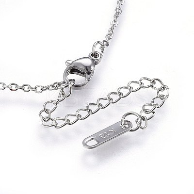 304 Stainless Steel Pendant Necklaces NJEW-G315-02P-1