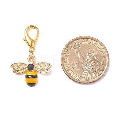 Alloy Enamel Bees Pendant Decorations HJEW-JM00661-03-1