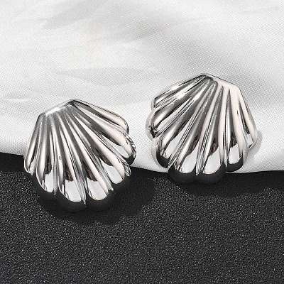 304 Stainless Steel Shell Shaped Studs Earrings for Women EJEW-K306-23P-1