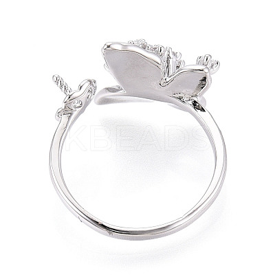 Butterfly Brass Micro Pave Clear Cubic Zirconia Cuff Ring Settings KK-T076-54P-1