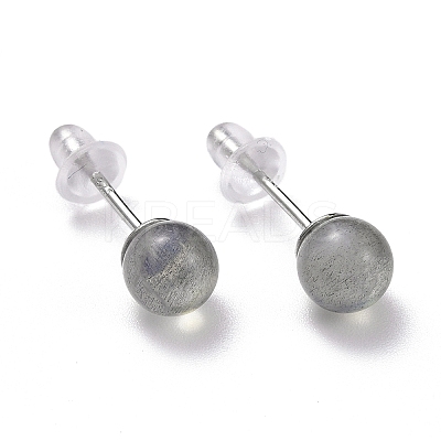 Crackle Round Moonstone Dainty Stud Earrings for Girl Women LS-EJEW-M202-04B-1