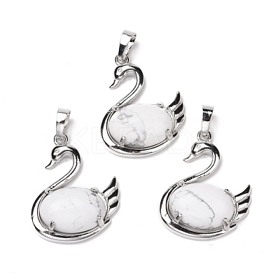 Natural Howlite Pendants G-M385-04P-H-1