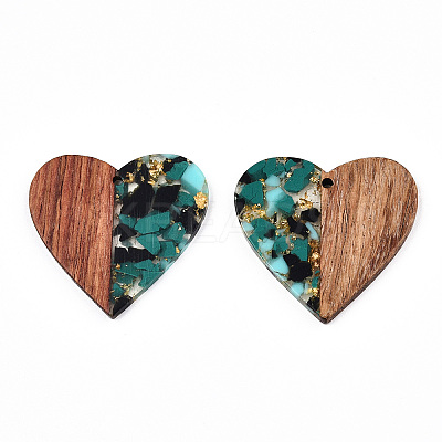 Transparent Resin & Walnut Wood Pendants LS-RESI-TAC0017-73-A02-1