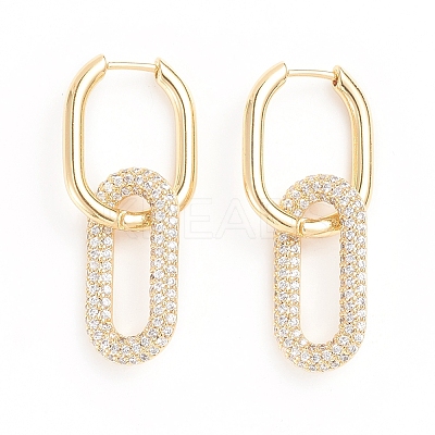 Brass Micro Pave Cubic Zirconia Huggie Hoop Earrings EJEW-G274-09G-02-1