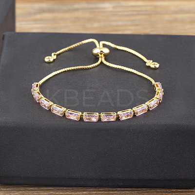 Brass Micro Pave Cubic Zirconia Slider Bracelets FS-WG49F5F-07-1