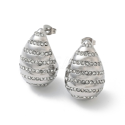 304 Stainless Steel Teardrop Stud Earrings EJEW-B108-06P-1