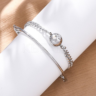 304 Stainless Steel Curb Chain Wrap Bracelets for Women BJEW-A036-12P-1