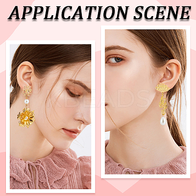 6 Pairs 2 Style Brass Stud Earring Findings KK-BBC0012-14-1