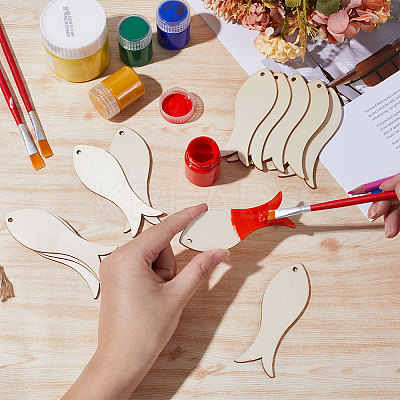 Animal Theme Unfinished Blank Wooden Pendants Set for Painting Arts WOOD-WH0124-26C-1