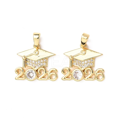Brass Micro Pave Clear Cubic Zirconia Pendants KK-D223-01G-1