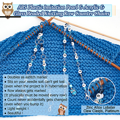 Glass & Acrylic Beaded Knitting Row Counter Chains HJEW-AB00547-1