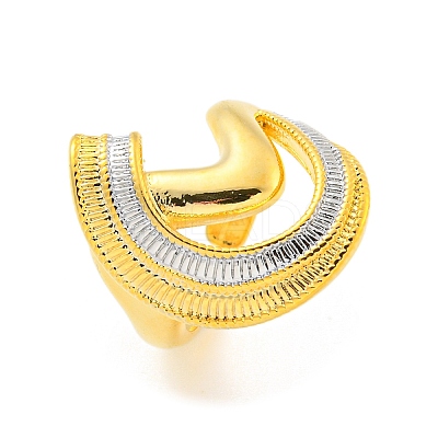 Brass C-shaped Open Cuff Ring for Women LS-AJEW-U003-08G-1
