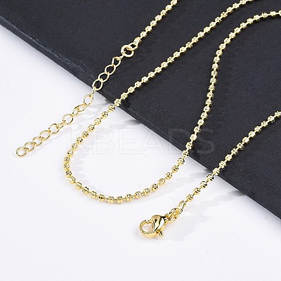 Brass Rondelle Link Chain Necklaces for Women NJEW-K282-04G-1