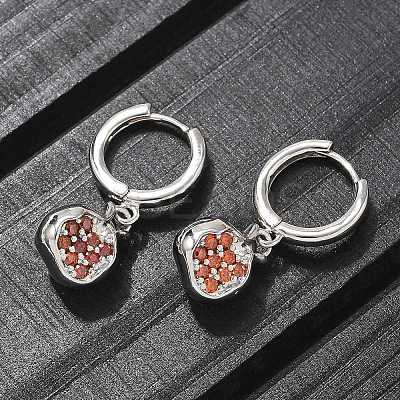 Brass Cubic Zirconia Hoop Earrings EJEW-Q015-02P-C-1