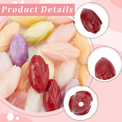 40Pcs 10 Colors Dyed Synthetic Coral & Resin Beads SHEL-SP0001-07A-1
