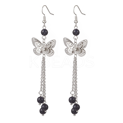 Brass Butterfly Dangle Earrings EJEW-JE06665-1