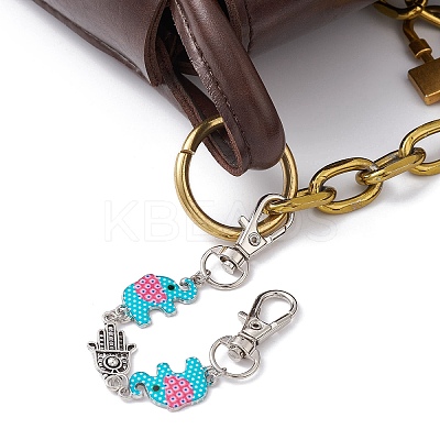 Elephant & Hamsa Hand Bag Extension Chains AJEW-BA00128-1