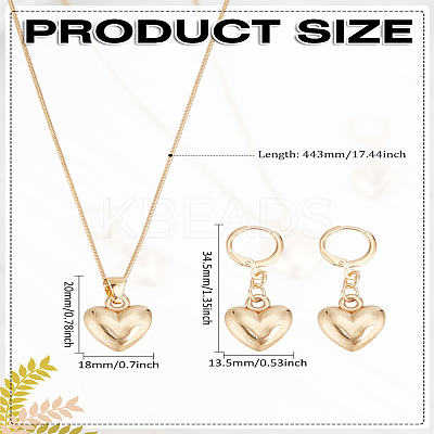 Zinc Alloy Heart Hoop Earrings & Pendant Necklaces Sets for Women SJEW-LP0001-13-1