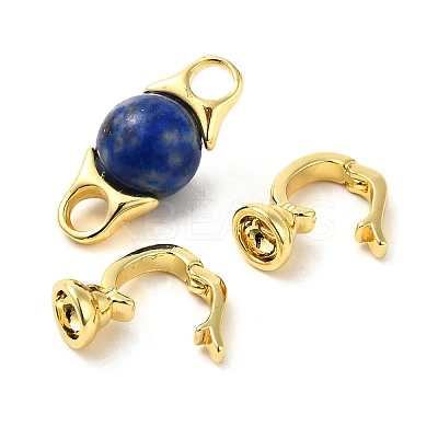Natural Dyed Lapis Lazuli with Brass Fold Over Clasps G-G141-03G-18-1