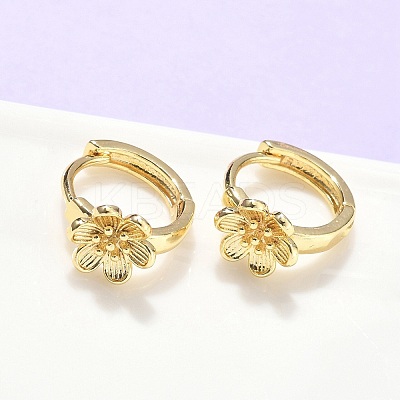 Flower Brass Hoop Earrings EJEW-Z102-02G-1