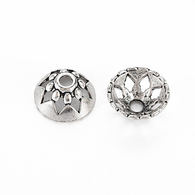 Tibetan Style Alloy Bead Caps TIBEP-T006-13AS-1