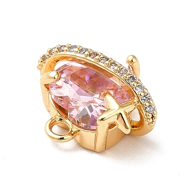 Brass Cubic Zirconia Charms KK-M233-10G-B-1