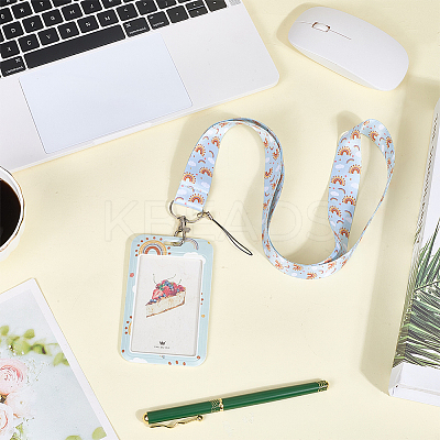 Plastic ID Card Sleeve with Polyester Lanyard Strap AJEW-WH20017-33D-1